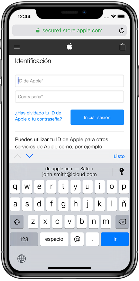 Autorrelleno una contraseña en Safari usando QuickType.