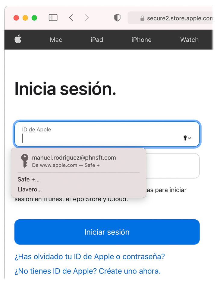 AutoFill passwords in Safari.